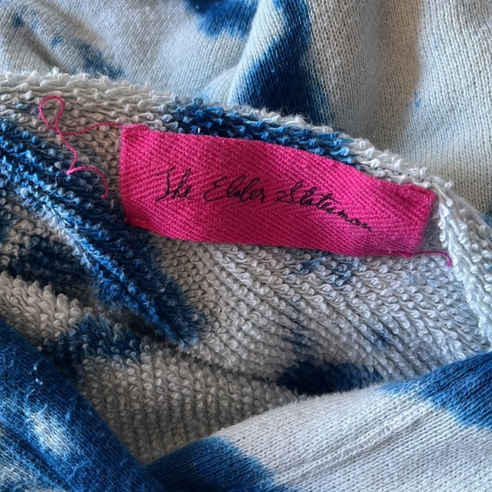 THE ELDER STATESMAN True Blue Tie-Dye Cotton & Cashmere Terry Hoodie - XL - Picture 4 of 16